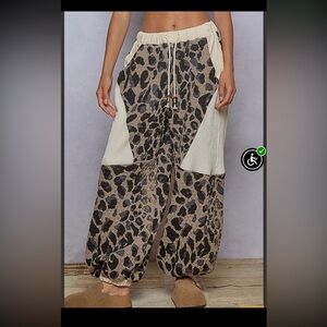 SOLD!!!  Pol Leopard Print Quilted Jogger Pants